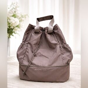 Beyond Yoga Gray Drawstring Backpack